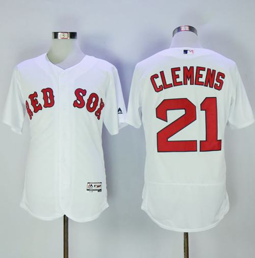 Red Sox #21 Roger Clemens White Flexbase Authentic Collection Stitched Jersey - Zenithce
