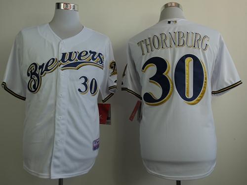 Brewers #30 Tyler Thornburg White Cool Base Stitche Jersey - Zenithce