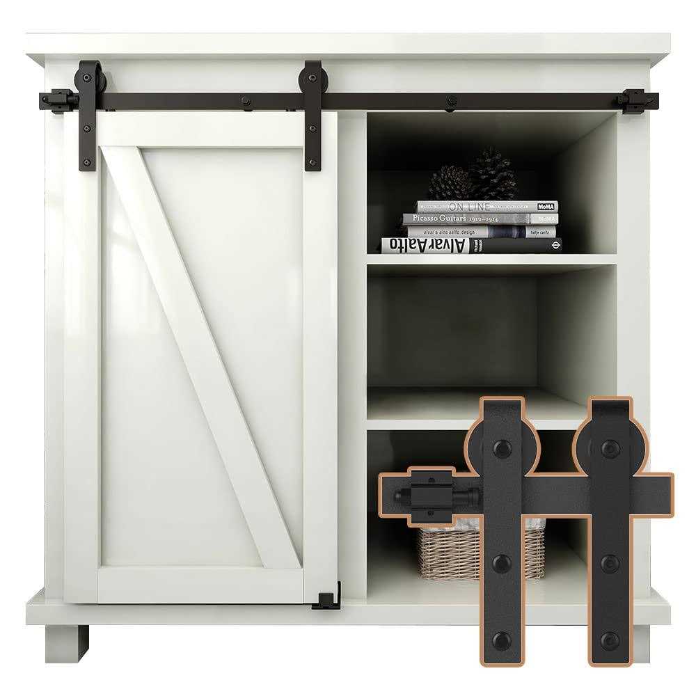 FLYVLIEG 4ft Super Mini Sliding Barn Door Hardware Kit Cabinet Single Door Track Roller Kit for Cabinets Wardrobe TV Stand - Zenithce