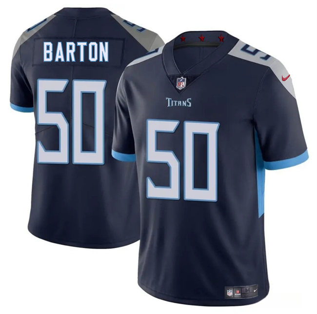 Tennessee Titans #50 Cody Barton Navy 2025 Vapor Limited Stitched Jersey - Zenithce