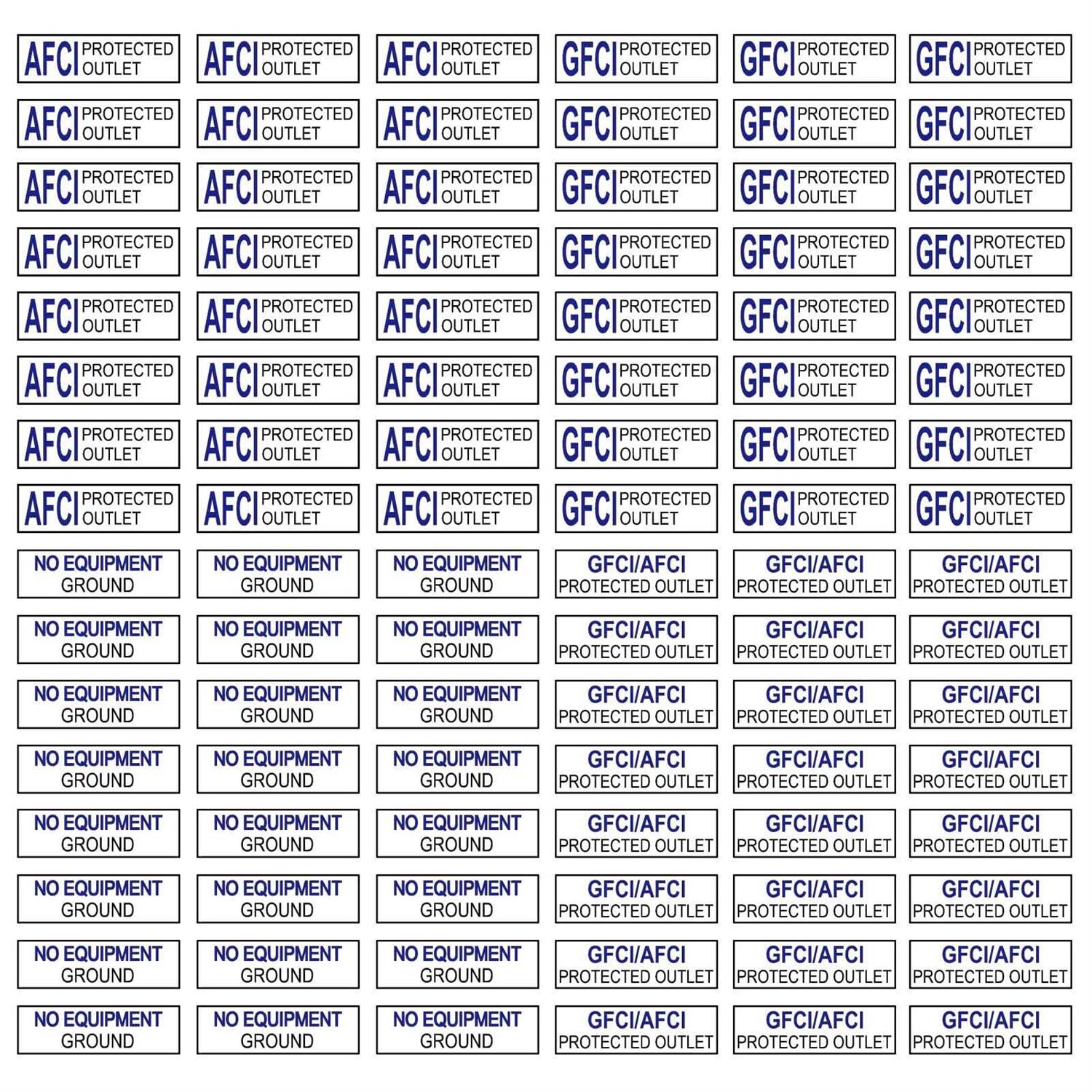 GFCI AFCI Protected Outlet Receptacle Plates Label Sticker Decal No Equipment Ground - Zenithce