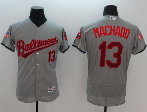 Orioles #13 Manny Machado Grey Fashion Stars Stripes Flexbase Authentic Stitched Jersey - Zenithce