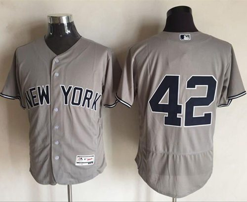 Yankees #42 Mariano Rivera Grey Flexbase Authentic Collection Stitched Jersey - Zenithce