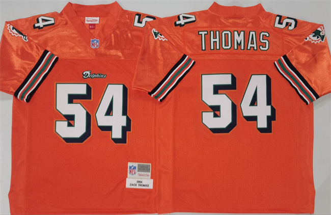Miami Dolphins #54 Zach Thomas Orange Throwback Stitched Football Jersey - Zenithce