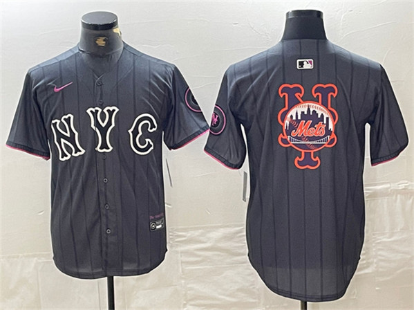 New York Mets Team Big Logo Graphite 2024 City Connect Limited Stitched Jersey - Zenithce