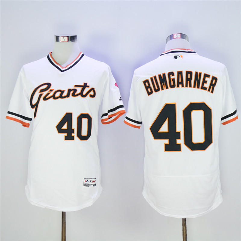 San Francisco Giants #40 Madison Bumgarner White Throwback Flexbase Stitched Jersey - Zenithce