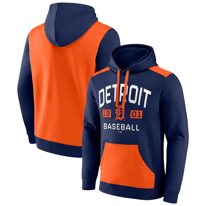 Detroit Tigers Navy Orange Chip In Pullover Hoodie - Zenithce