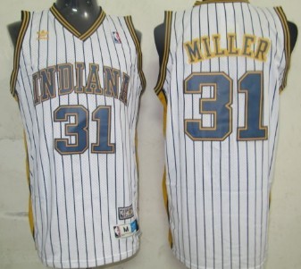Indiana Pacers #31 Reggie Miller White Pinstripe Swingman Throwback Jersey - Zenithce