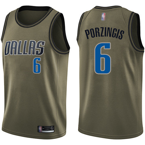 Mavericks #6 Kristaps Porzingis Green Swingman Salute to Service Jersey - Zenithce