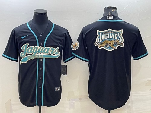 Jacksonville Jaguars Black Team Big Logo With Patch Cool Base Stitched Baseball Jersey - Zenithce