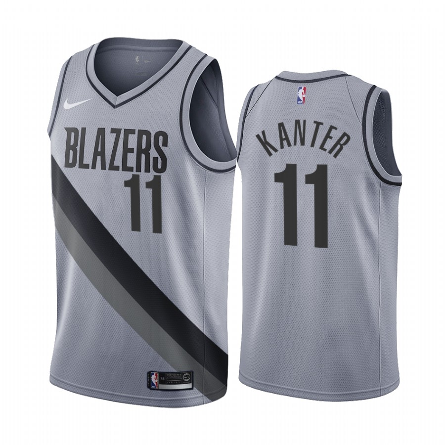Portland Trail Blazers #11 Enes Kanter Gray Swingman 2020-21 Earned Edition Jersey - Zenithce
