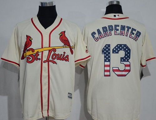 Cardinals #13 Matt Carpenter Cream USA Flag Fashion Stitched Jersey - Zenithce