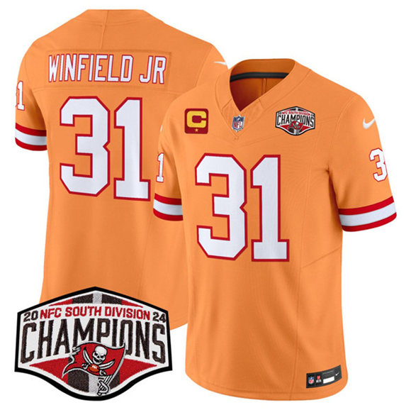 Tampa Bay Buccaneers #31 Antoine Winfield Jr. Orange 2024 F.U.S.E. NFC South Division Champions With 1-Star C Patch Limited Stitched Jersey - Zenithce
