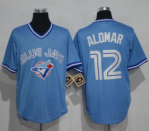 Blue Jays #12 Roberto Alomar Light Blue Cooperstown Throwback Stitched Jersey - Zenithce