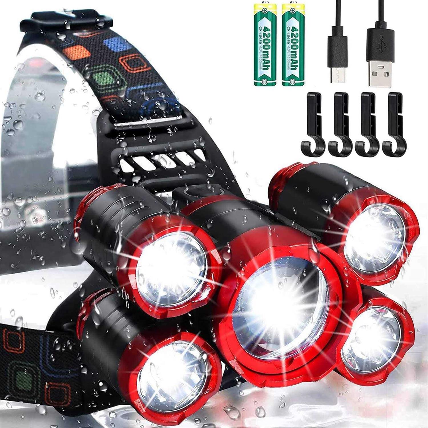JIMEJV USB Rechargeable Headlamp 12000 Lumen Ultra Bright LED Work Headlight - Zenithce
