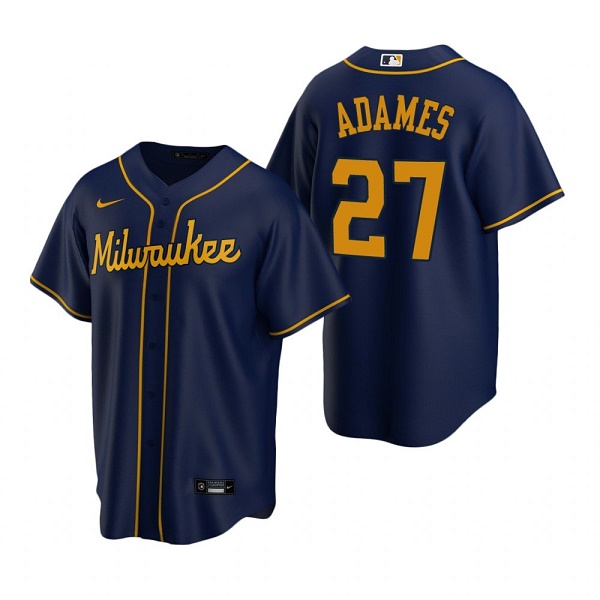 Milwaukee Brewers #27 Willy Adames Navy Cool Base Stitched Jersey - Zenithce