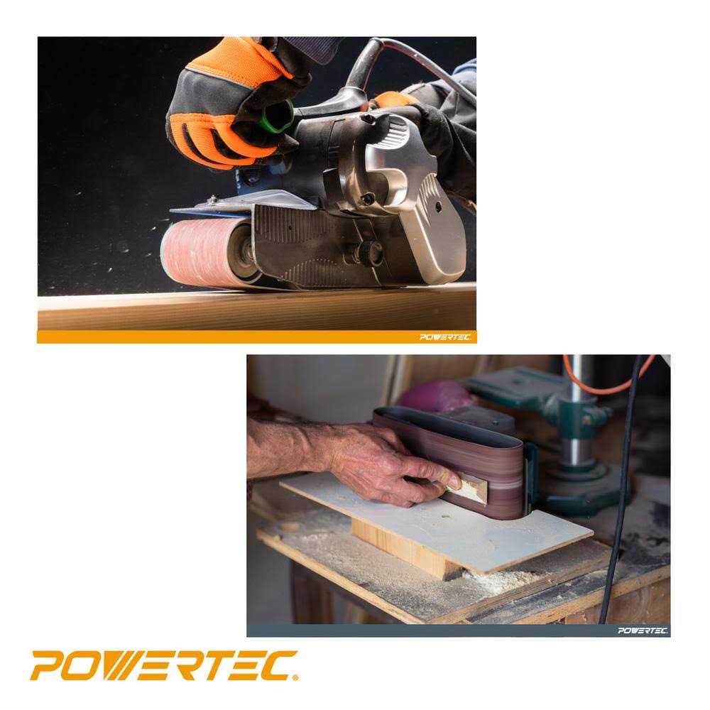 Powertec 3 x Sanding Belts Grit Aluminum Oxide Sanding Belt - Zenithce