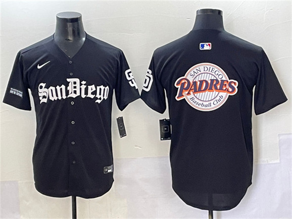 San Diego Padres Team Big Logo Black Gothic Edition Vapor Limited Stitched Jersey - Zenithce