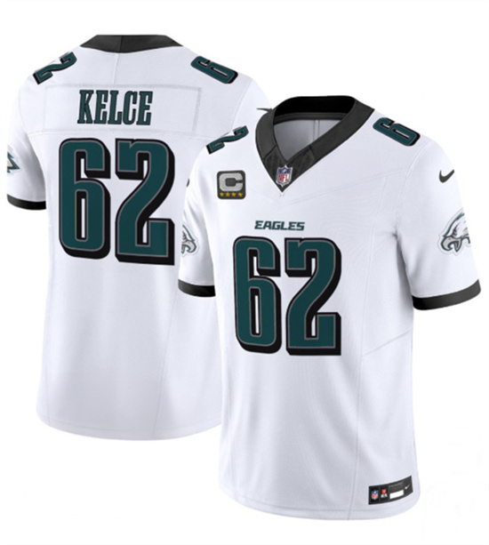 Philadelphia Eagles #62 Jason Kelce White 2024 New With 4-Star C Patch F.U.S.E. Vapor Untouchable Limited Jersey - Zenithce
