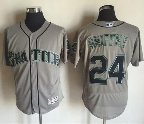 Mariners #24 Ken Griffey Grey Flexbase Authentic Collection Stitched Jersey - Zenithce