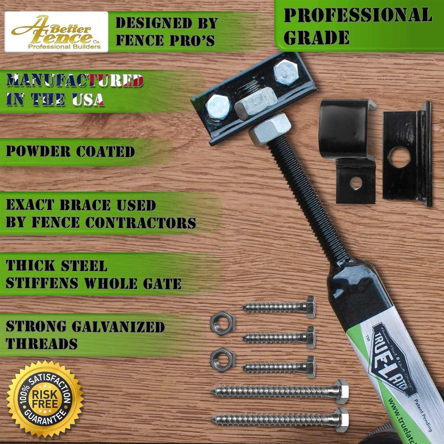 True Latch Telescopic Gate Brace Wood Privacy Fence Anti Sag Gate Kit - Zenithce