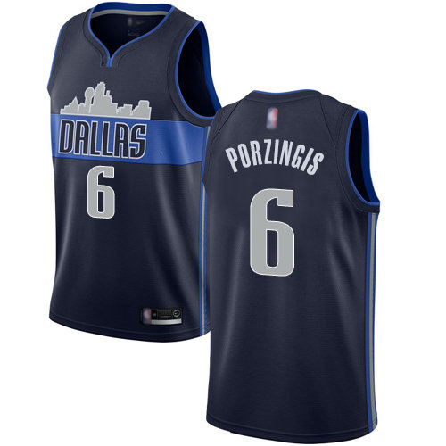 Mavericks #6 Kristaps Porzingis Navy Swingman Statement Edition Jersey - Zenithce