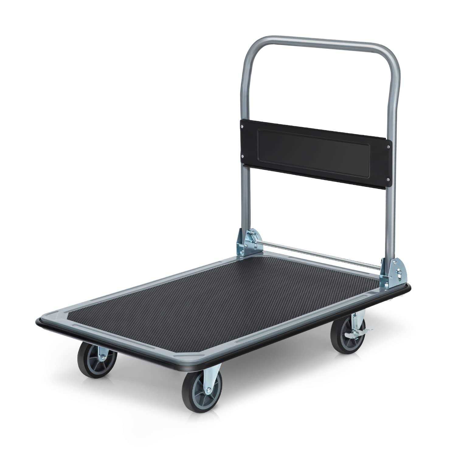 Monibloom Capacity Platform Hand Truck Cart with 360 Degree Swivel Wheels - Zenithce
