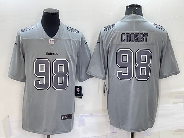 Las Vegas Raiders #98 Maxx Crosby Gray Atmosphere Fashion Stitched Jersey - Zenithce