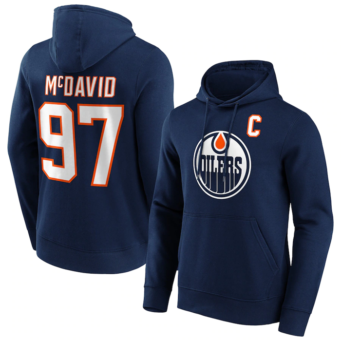 Edmonton Oilers #97 Connor McDavid Navy Pullover Hoodie - Zenithce