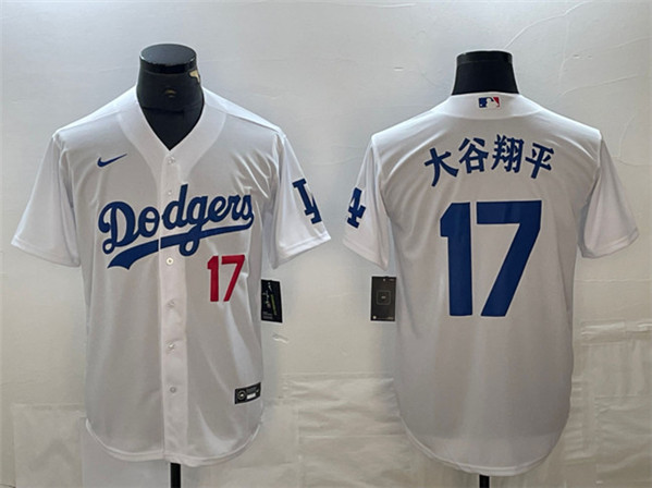 Los Angeles Dodgers #17 大谷翔平 White With Patch Cool Base Stitched Jersey - Zenithce