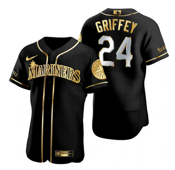 Seattle Mariners #24 Ken Griffey Black Gold Edition Flex Base Stitched Jersey - Zenithce