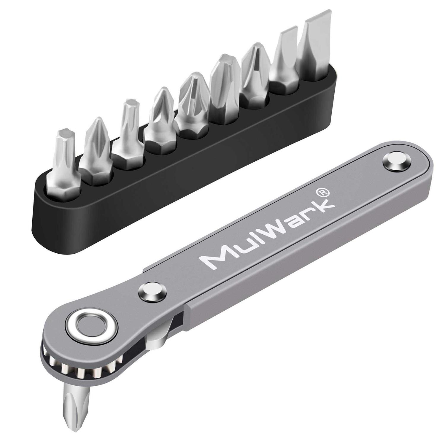 MulWark 1/4 Low Profile Mini Ratchet Wrench Close Quarters Screwdriver Set with High Torque - Zenithce