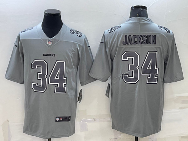 Las Vegas Raiders #34 Bo Jackson Gray Atmosphere Fashion Stitched Jersey - Zenithce