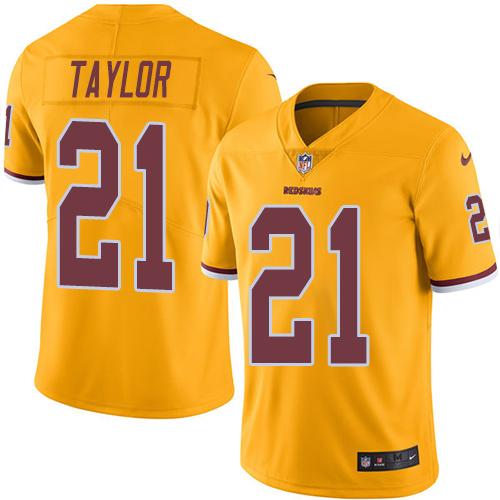 Redskins #21 Sean Taylor Gold Stitched Limited Rush Nike Jersey - Zenithce