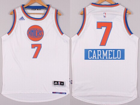 New York Knicks #7 Carmelo Anthony Revolution 30 Swingman 2014 Christmas Day White Jersey - Zenithce