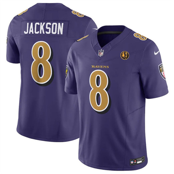 Baltimore Ravens #8 Lamar Jackson Purple 2023 F.U.S.E. With John Madden Patch Color Rush Limited Jersey - Zenithce