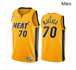 Miami Heat 70 Nemanja Bjelica Yellow Swingman 2020 21 Earned Edition Jersey - Zenithce