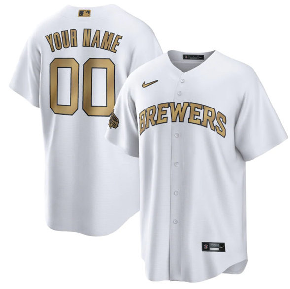 Milwaukee Brewers Customized Custom White 2022 All-Star Cool Base Stitched Baseball Jersey - Zenithce