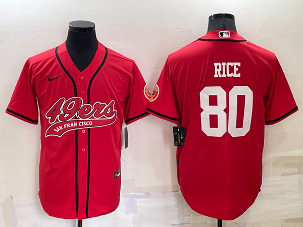 San Francisco 49ers #80 Jerry Rice Red Cool Base Stitched Baseball Jersey - Zenithce