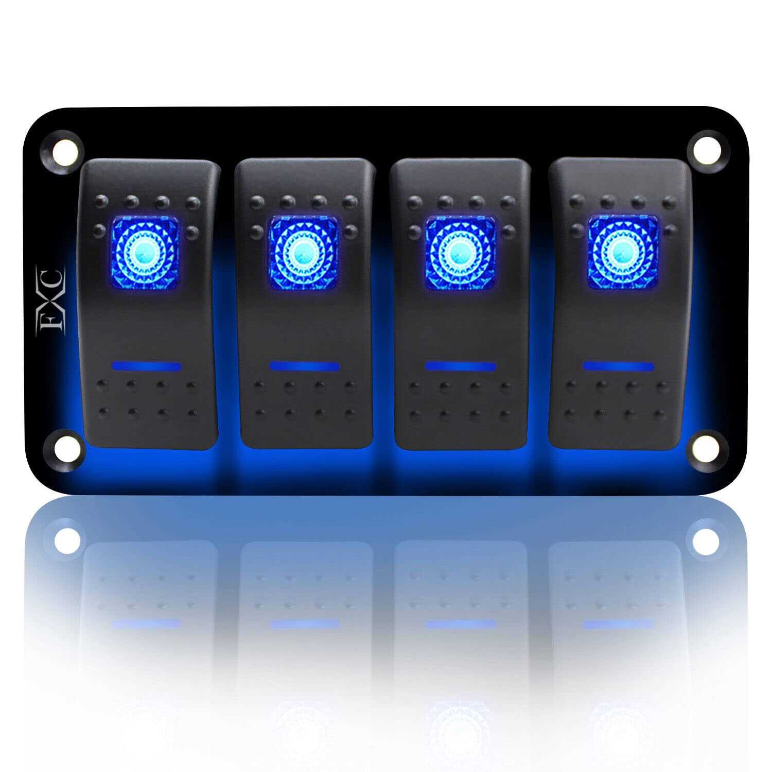 FXC Rocker Switch Aluminum Panel Gang Toggle Switches Dash 5 Pin ON/Off 2 LED Backlit for Boat Car Marine - Zenithce