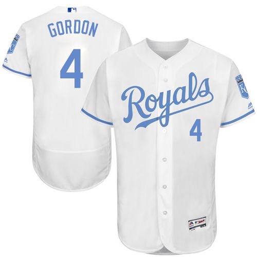 Royals #4 Alex Gordon White Flexbase Authentic Collection 2016 Father's Day Stitched Jersey - Zenithce