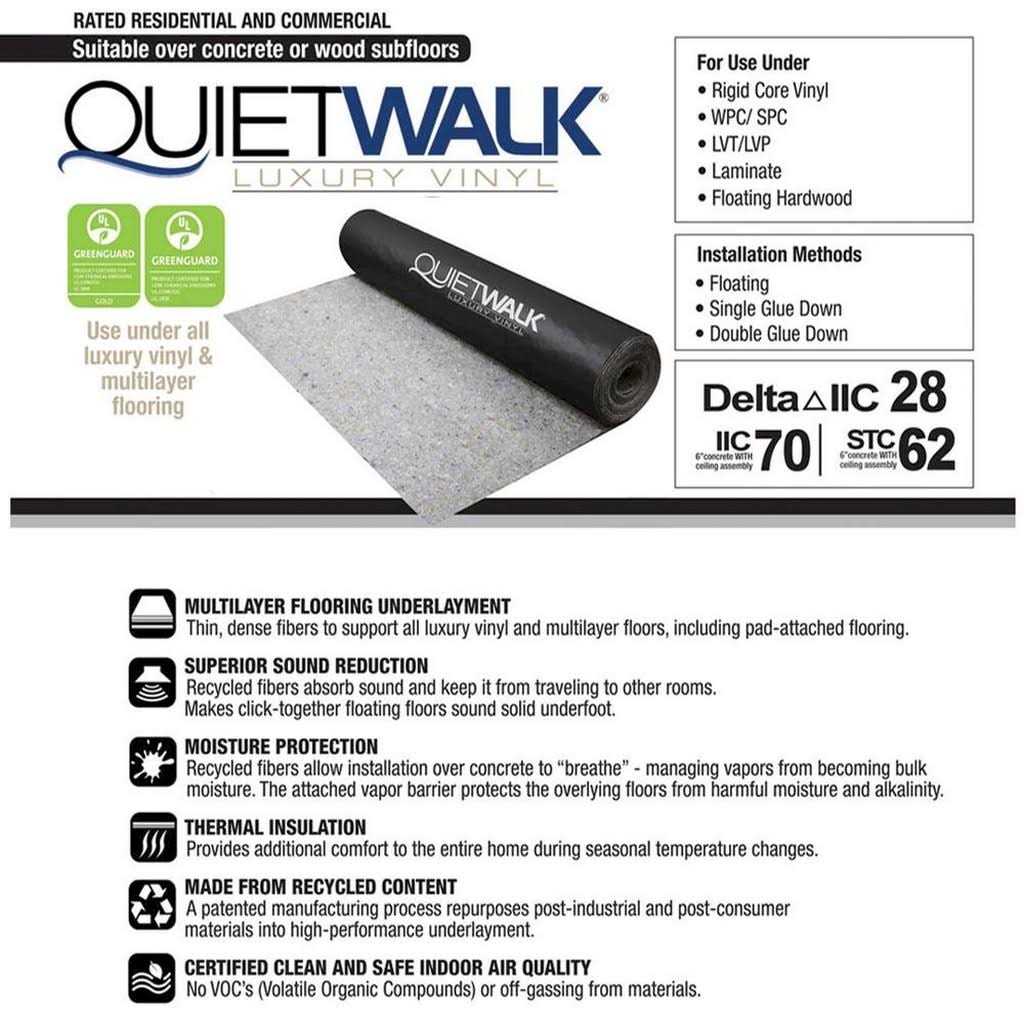 QuietSound 4 ft. x Premium Acoustic Underlayment for Tile, Laminate, Floated or Glue-Down Wood Floors - Zenithce