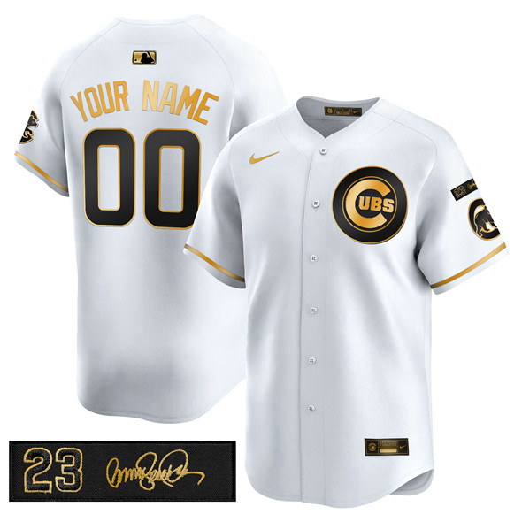Chicago Cubs Custom White Gold 'Ryne Sandberg Tribute' Vapor Limited V3 Stitched Jersey - Zenithce