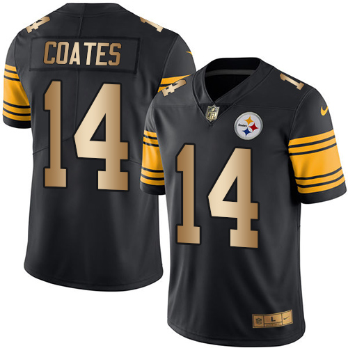 Steelers #14 Sammie Coates Black Stitched Limited Gold Rush Nike Jersey - Zenithce
