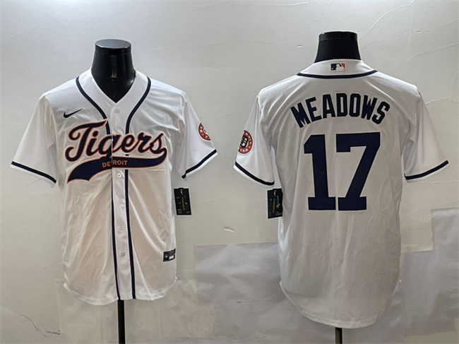 Detroit Tigers #17 Parker Meadows White With Patch Cool Base Stitched Jersey - Zenithce