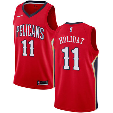 New Orleans Pelicans #11 Jrue Holiday Red Swingman Statement Edition Jersey - Zenithce