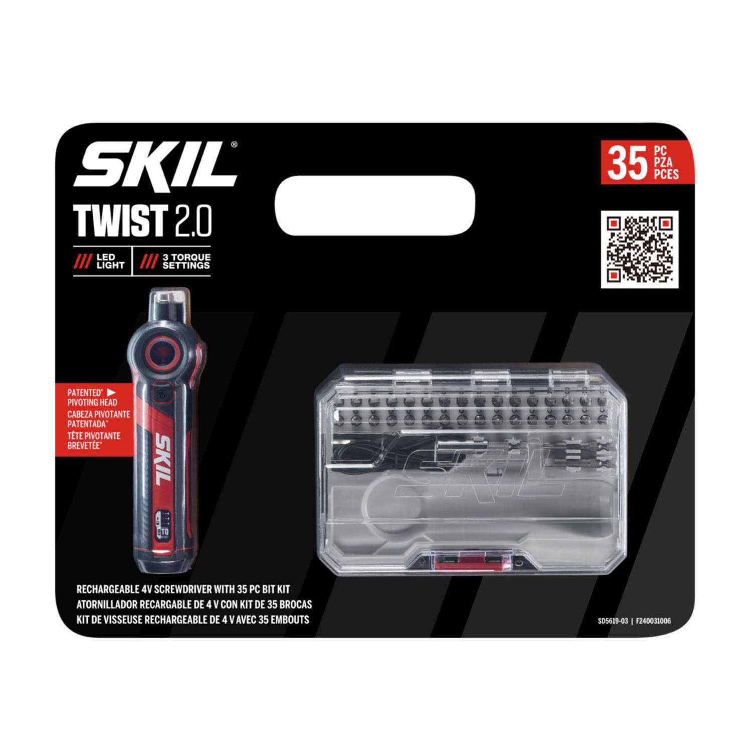 SKIL Rechargeable 4V Cordless Screwdriver with Circuit Sensor Technology 45Piece Bit Kit - Zenithce