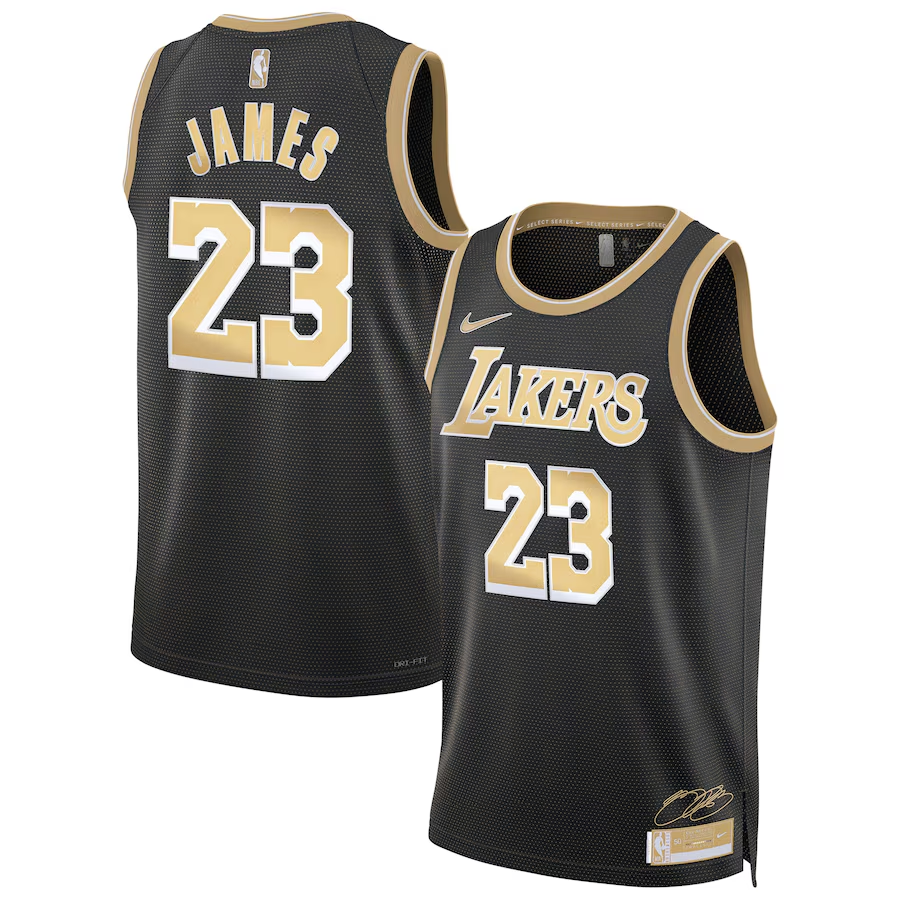 Los Angeles Lakers #23 LeBron James Black Gold 2024 Select Series Stitched Jersey - Zenithce