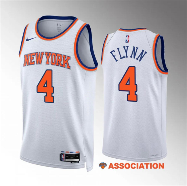 New York Knicks #4 Malachi Flynn White Association Edition Stitched Jersey - Zenithce