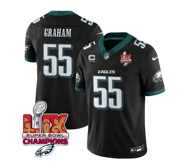 Philadelphia Eagles #55 Brandon Graham Black 2025 Eagles Logo Super Bowl LIX Patch And 4-Star C Patch New F.U.S.E. Vapor Limited Stitched Jersey - Zenithce